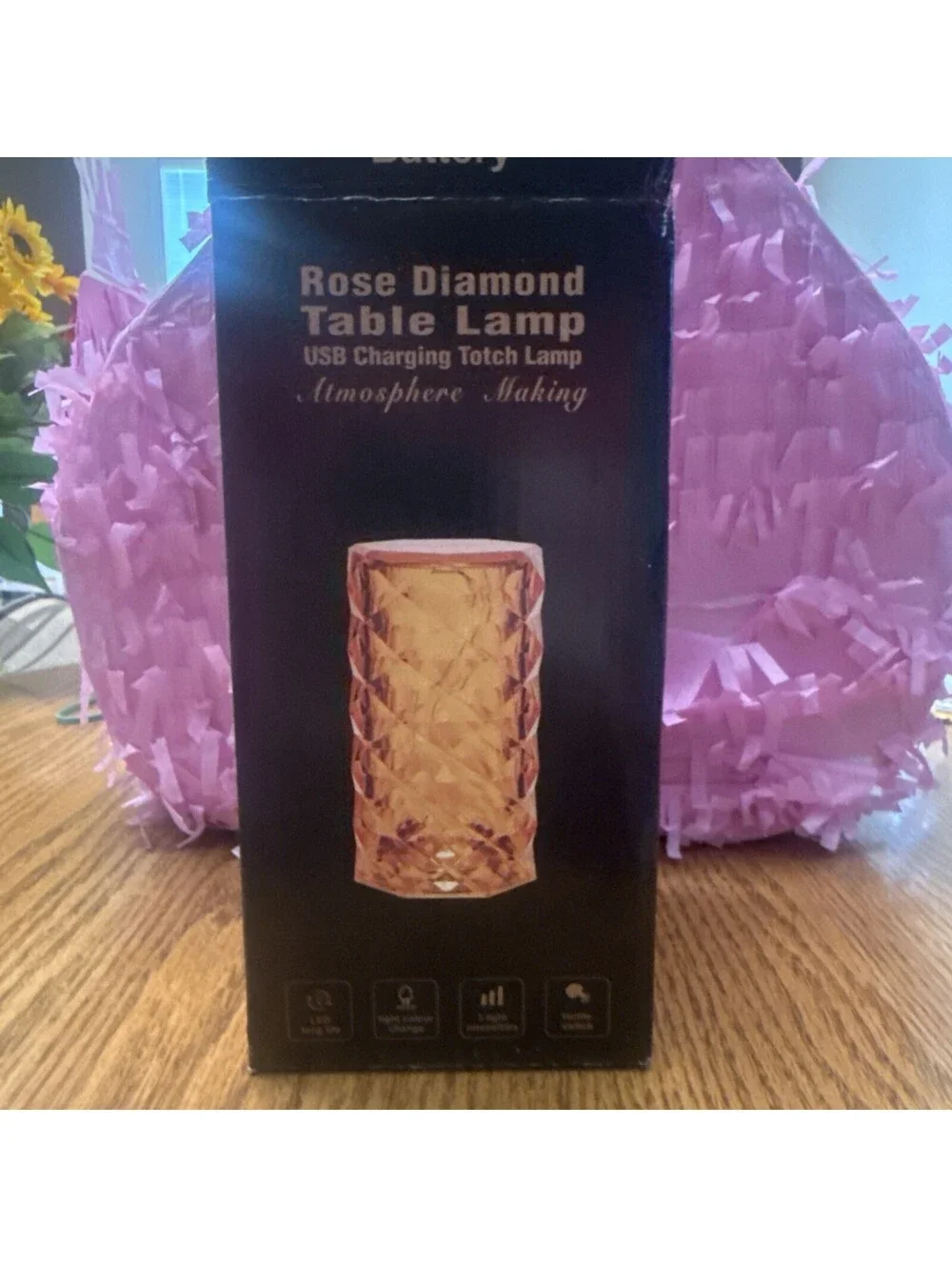 Rose Diamond Table Lamp Touch Control LED USB Color Changing Multicolor Light